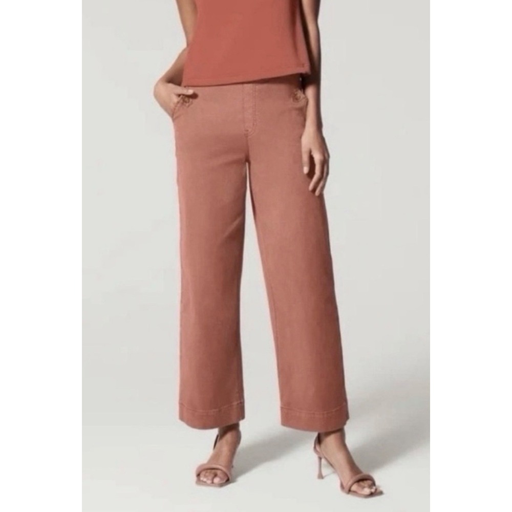 Spanx Stretch Straight Cropped Womens Pants Size Small Copper Bronze